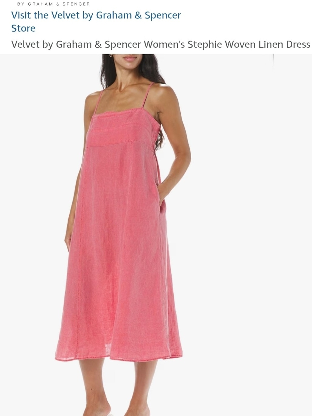 Velvet by Graham & Spencer Coral Pink Linen Slip Dress
